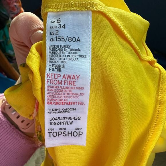 TOPSHOP Margot Yellow Floral Maxi Dress with Ruffles Size 2 - Picture 7 of 16